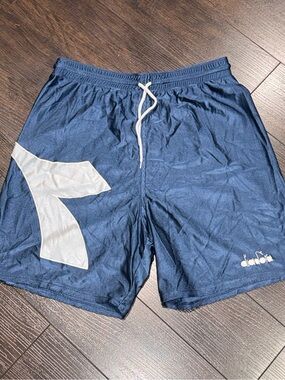 Vintage Diadora Shiny Soccer Football Nylon Shorts Men’s Size Small Navy Blue